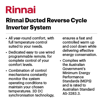 Rinnai ducted reverse cycle inverter system info